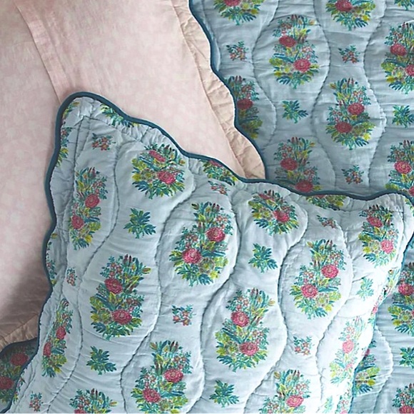 Anthropologie Euro Sham Pillow Cover Cotton Floral Iluka New With Tag